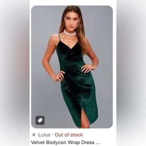 Lulu’s green velvet wrap dress